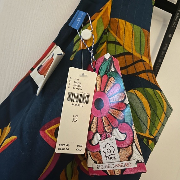 New w/Tags ~FARM Rio by Anthropologie: Printed One-Shoulder Jumpsuit Size XS - Picture 2 of 4